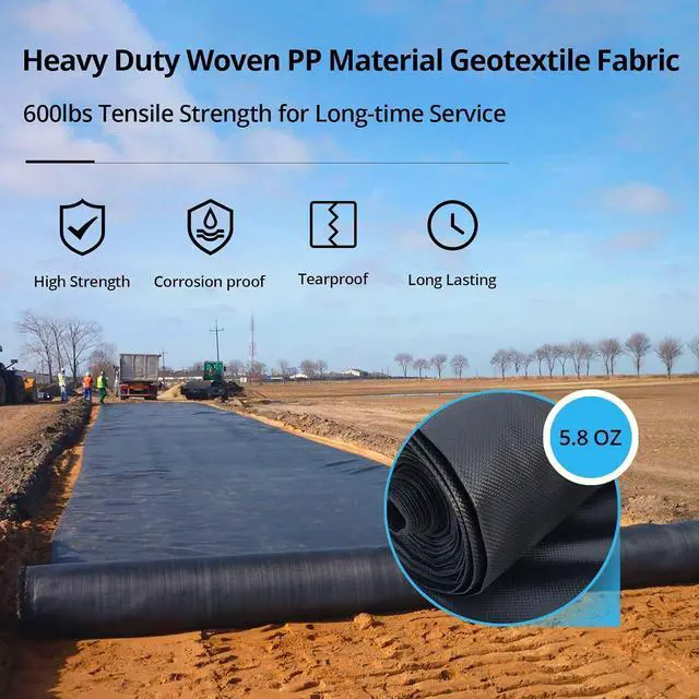 Alt view image 4 of 6 - Patikuin 6x300ft 5.8oz Commercial Grade Fabric - Barrier Fabric and Fabric for Fabric Underlayment for, Premium Fabric for Garden, Beds