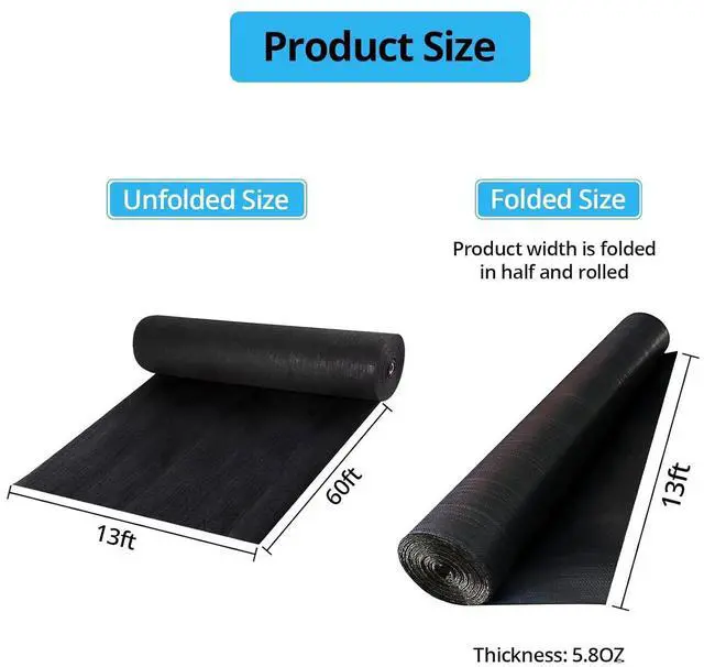 Alt view image 6 of 6 - Patikuin 6x300ft 5.8oz Commercial Grade Fabric - Barrier Fabric and Fabric for Fabric Underlayment for, Premium Fabric for Garden, Beds