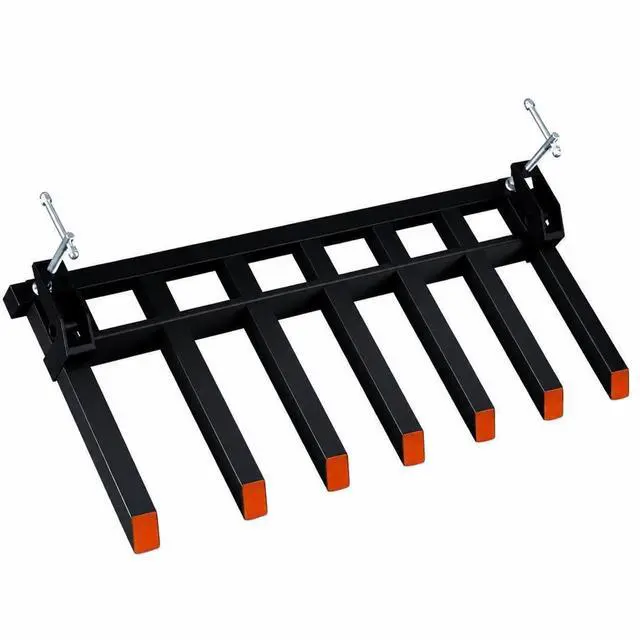 Main image of Patikuin Heavy Duty 5000lbs Clamp-On Debris Forks for Loader Bucket, 68" Pallet Forks Attachment Fits Skid Steer Tractor with Gloves, Black & Orange