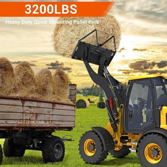 Alt view image 3 of 7 - Patikuin 46" Heavy Duty Pallet Forks for Tractor Loader, 3200 Lbs Skid Steer Quick Attach Forks, Universal Pallet Fork Attachment for Kubota New Holland CAT Compact Tractor, Farm Material Handling