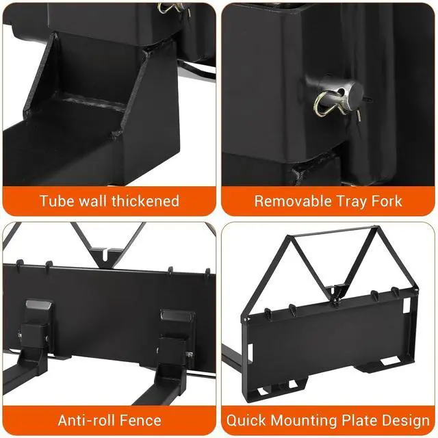 Alt view image 6 of 7 - Patikuin 46" Heavy Duty Pallet Forks for Tractor Loader, 3200 Lbs Skid Steer Quick Attach Forks, Universal Pallet Fork Attachment for Kubota New Holland CAT Compact Tractor, Farm Material Handling