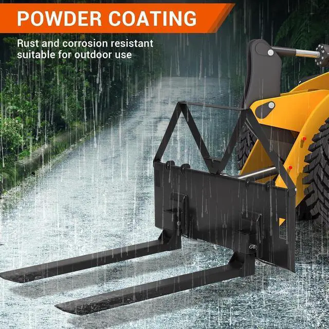 Alt view image 4 of 7 - Patikuin 46" Heavy Duty Pallet Forks for Tractor Loader, 3200 Lbs Skid Steer Quick Attach Forks, Universal Pallet Fork Attachment for Kubota New Holland CAT Compact Tractor, Farm Material Handling