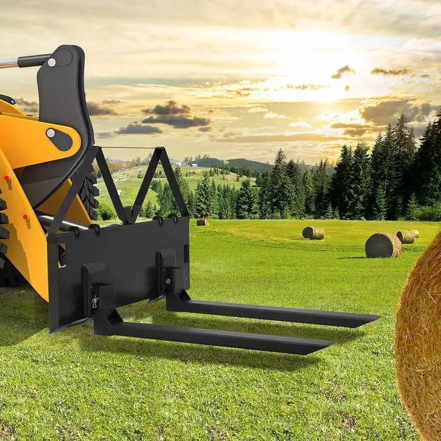 Alt view image 5 of 7 - Patikuin 46" Heavy Duty Pallet Forks for Tractor Loader, 3200 Lbs Skid Steer Quick Attach Forks, Universal Pallet Fork Attachment for Kubota New Holland CAT Compact Tractor, Farm Material Handling