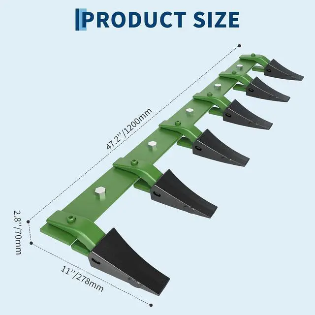 Alt view image 2 of 6 - Heavy-Duty Steel Bucket Tooth Bar for Tractor & Skid Steer Loader, Bolt-on No-Drill Installation, 4560 Lbs Capacity, 6 Replaceable Teeth, Fits Up to 1/2" Cutting Edge, Corrosion Resistant Farm Machine