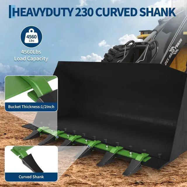 Alt view image 4 of 6 - Heavy-Duty Steel Bucket Tooth Bar for Tractor & Skid Steer Loader, Bolt-on No-Drill Installation, 4560 Lbs Capacity, 6 Replaceable Teeth, Fits Up to 1/2" Cutting Edge, Corrosion Resistant Farm Machine
