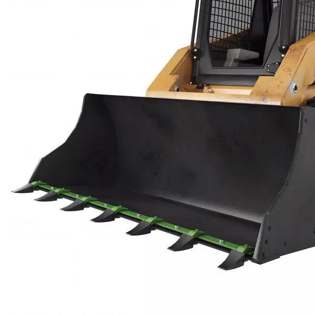 Main image of Heavy-Duty Steel Bucket Tooth Bar for Tractor & Skid Steer Loader, Bolt-on No-Drill Installation, 4560 Lbs Capacity, 7 Replaceable Teeth, Fits Up to 1/2" Cutting Edge, Corrosion Resistant Farm Machine