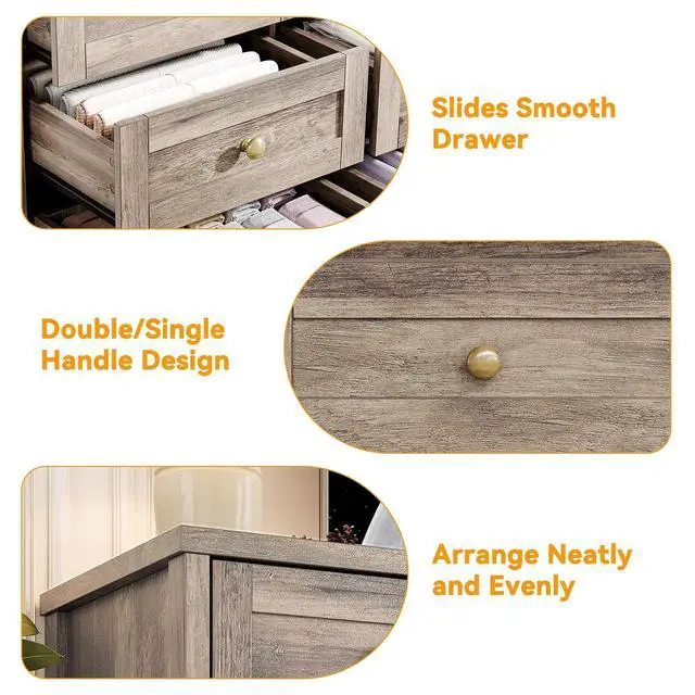 Alt view image 6 of 7 - Patikuin 12 Drawer Wooden Dressers for Bedroom, Modern Chest of Drawers for Adult Bedroom, Grey Wood Dresser for Closet, Living Room, Hallway, TV Stand Dresser for 65 Inch TV, 15.7"D x 63"W x 29.5"H