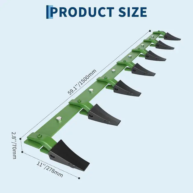 Alt view image 3 of 7 - Heavy-Duty Steel Bucket Tooth Bar for Tractor & Skid Steer Loader, Bolt-on No-Drill Installation, 4560 Lbs Capacity, 7 Replaceable Teeth, Fits Up to 1/2" Cutting Edge, Corrosion Resistant Farm Machine