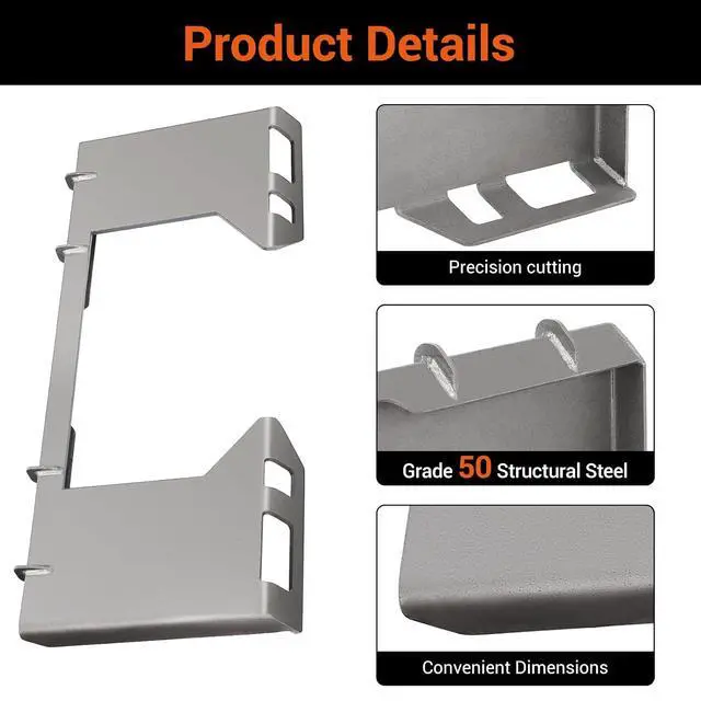 Alt view image 3 of 7 - Heavy-Duty General Skid Steer Mount Plate Quick Tach Loader Attachment Adapter for Kubota, Compact Tractors & Loaders Robust 10mm Hollow (3/8") Grade 50 Steel Build Agricultural & Engineering Ma