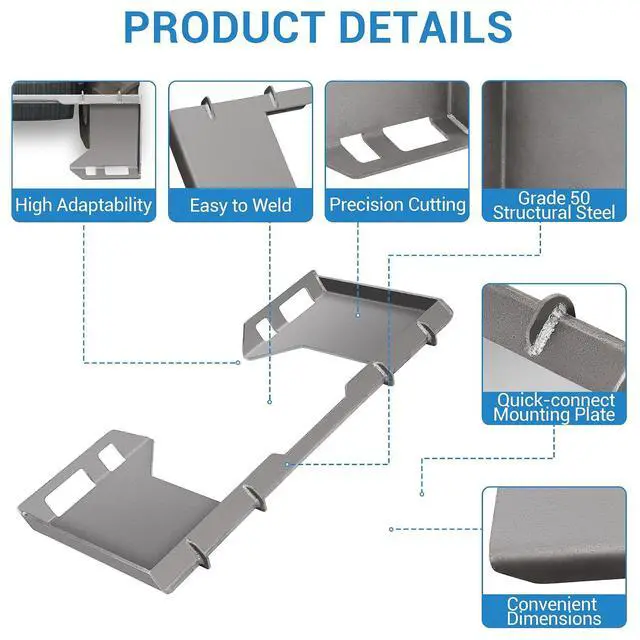 Alt view image 4 of 7 - Heavy-Duty General Skid Steer Mount Plate Quick Tach Loader Attachment Adapter for Kubota, Compact Tractors & Loaders Robust 10mm Hollow (3/8") Grade 50 Steel Build Agricultural & Engineering Ma