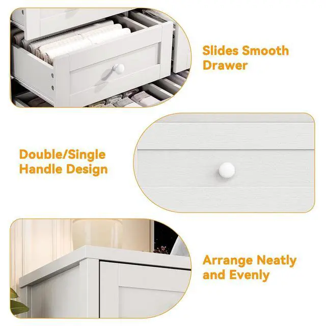 Alt view image 6 of 7 - Patikuin 12 Drawer Wooden Dressers for Bedroom, Modern Chest of Drawers for Adult Bedroom, White Wood Dresser for Closet, Living Room, Hallway, TV Stand Dresser for 65 Inch TV, 15.7"D x 63"W x 29.5"H