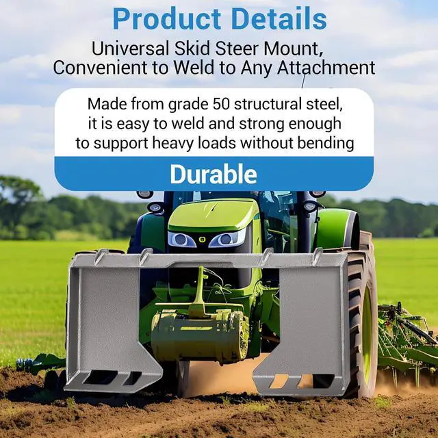 Alt view image 6 of 7 - Heavy-Duty General Skid Steer Mount Plate Quick Tach Loader Attachment Adapter for Kubota, Compact Tractors & Loaders Robust 10mm Hollow (3/8") Grade 50 Steel Build Agricultural & Engineering Ma