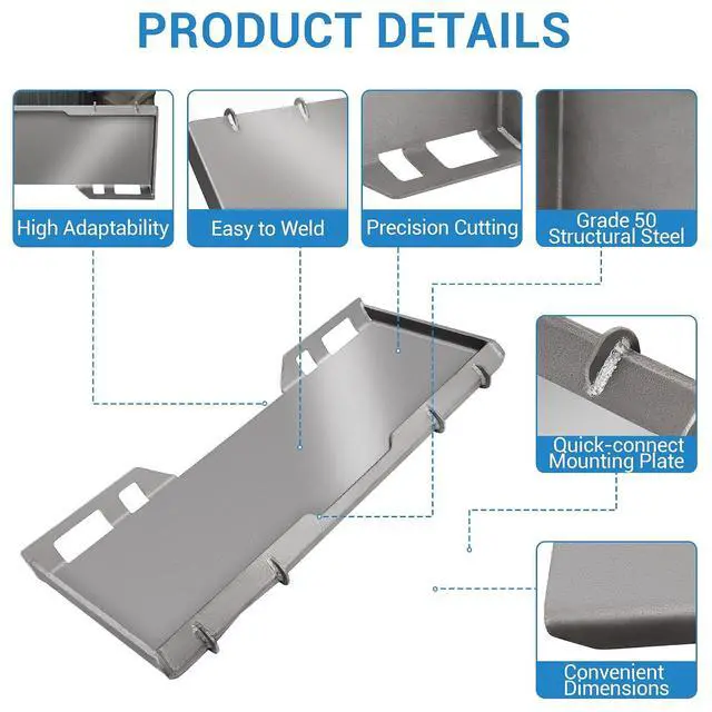 Alt view image 6 of 7 - Heavy-Duty General Skid Steer Mount Plate Quick Tach Loader Attachment Adapter for Kubota & Compact Tractors Durable 12mm (1/2") Grade 50 Steel Construction Agricultural & Engineering Machinery