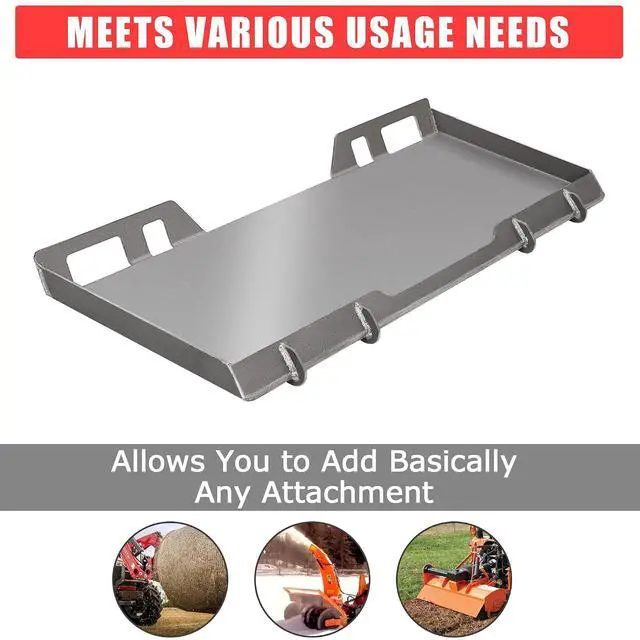 Alt view image 3 of 7 - skid steer mount plate, general quick tach plate, 50 grade structural steel, tractor mounting plate, heavy-duty attachment plate, 1/4 inch mounting plate, 1/2 inch thick mount plate, 3/8 inch mounting