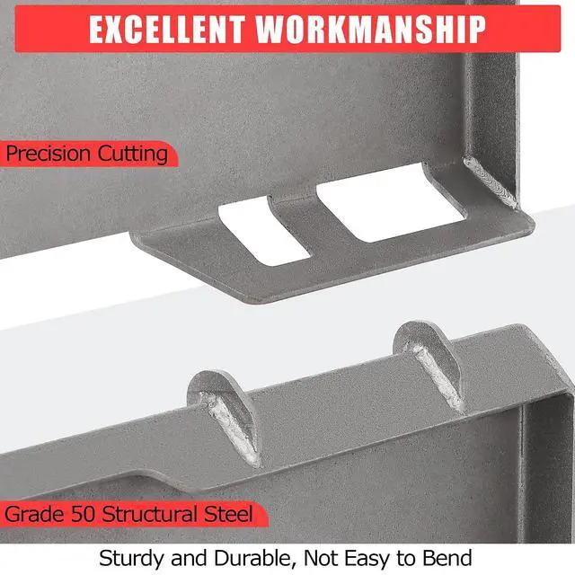 Alt view image 5 of 7 - skid steer mount plate, general quick tach plate, 50 grade structural steel, tractor mounting plate, heavy-duty attachment plate, 1/4 inch mounting plate, 1/2 inch thick mount plate, 3/8 inch mounting