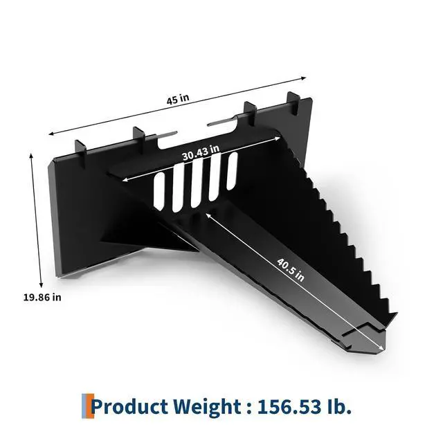 Alt view image 4 of 7 - Patikuin Heavy-Duty Stump Bucket Attachment for Skid Steer, Serrated Edge Tree Scoop, Global Quick Tach, Efficient Small Stump & Root Removal, Black