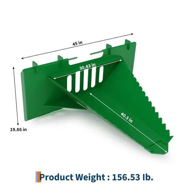 Alt view image 4 of 7 - Patikuin Heavy-Duty Stump Bucket Attachment for Skid Steer, Serrated Edge Tree Scoop, Global Quick Tach, Efficient Small Stump & Root Removal, Green