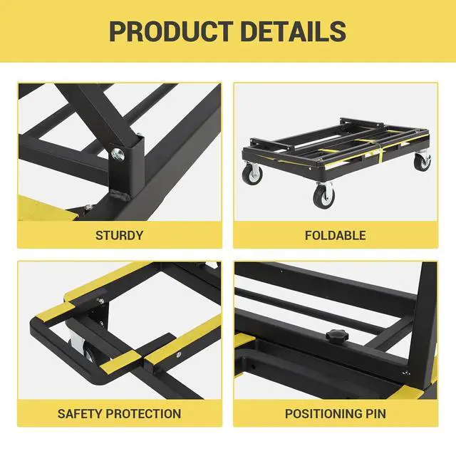 Alt view image 7 of 7 - Patikuin Folding Drywall Cart Heavy Duty, 2200 Lbs Capacity Drywall Dolly with Extended Large Deck and 360° Swivel Casters, Panel Carrier for Plywood, Sheetrock, Glass and Windows Service Truck