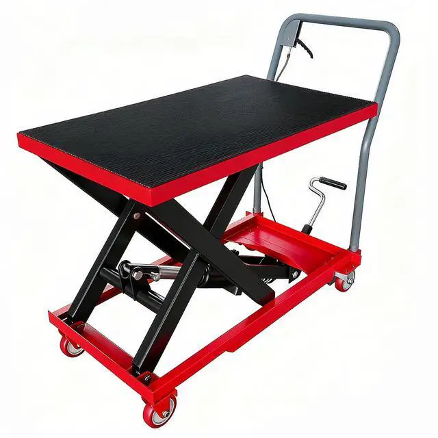 Main image of Patikuin Hydraulic Lift Table Cart, 330 Lbs Load Capacity, 28.5" Adjustable Lift Height, Manual Single Scissor Platform with Foot Pump & Safety Gloves