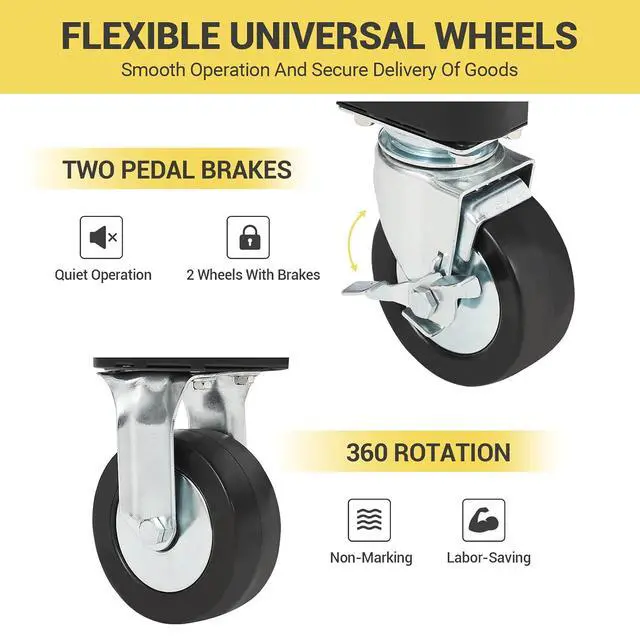 Alt view image 6 of 7 - Patikuin Folding Drywall Cart Heavy Duty, 2200 Lbs Capacity Drywall Dolly with Extended Large Deck and 360° Swivel Casters, Panel Carrier for Plywood, Sheetrock, Glass and Windows Service Truck