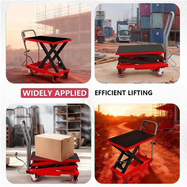 Alt view image 4 of 7 - Patikuin Hydraulic Lift Table Cart, 330 Lbs Load Capacity, 28.5" Adjustable Lift Height, Manual Single Scissor Platform with Foot Pump & Safety Gloves