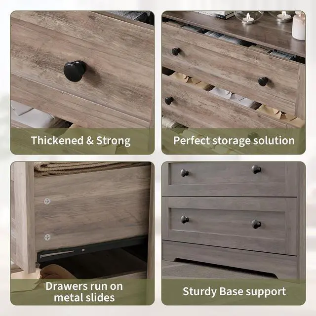 Alt view image 5 of 7 - Patikuin 45.2" Tall 4-Drawer Dresser with Charging Station & LED Light, Skinny Vertical Chest of Drawers with Open Shelf, Bedroom Dresser for Closet, Nursery, Apartments, Grey