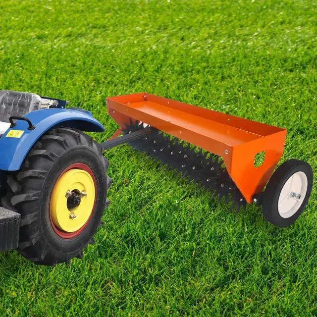 Main image of Patikuin 40" Tow-Behind Lawn Aerator for Tractor/ATV, Heavy Duty Core Aeration Tool for Compact Soil & Dead Grass, 150LB Weight Tray with Global Hitch, Adjustable Handle & Transport Wheels, Orange