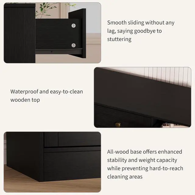 Alt view image 7 of 7 - Patikuin 12 Drawer Black Wooden Dressers for Bedroom, Large Wood Chest of Drawers with Anti-Tip, Farmhouse TV Stand Dresser for Living Room, Hallway, Entryway Storage Organization, 61W×31.5H×15.8D