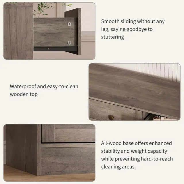Alt view image 7 of 7 - Patikuin 12 Drawer Gray Wooden Dressers for Bedroom, Large Wood Chest of Drawers with Anti-Tip, Farmhouse TV Stand Dresser for Living Room, Hallway, Entryway Storage Organization, 61W×31.5H×15.8D