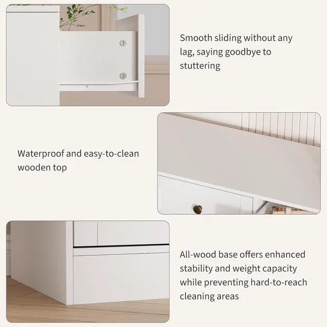 Alt view image 7 of 7 - Patikuin 12 Drawer White Wooden Dressers for Bedroom, Large Wood Chest of Drawers with Anti-Tip, Farmhouse TV Stand Dresser for Living Room, Hallway, Entryway Storage Organization, 61W×31.5H×15.8D