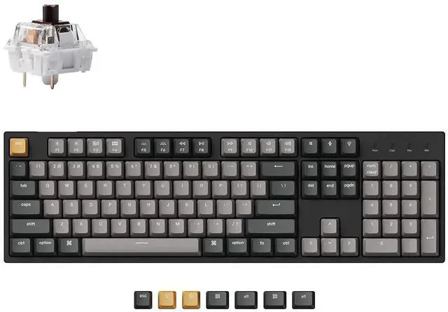 Main image of Keychron C2 Pro Wired Custom Mechanical Keyboard Full Size Layout QMK/VIA Programmable Macro White Backlit with Tactile Brown Switch OEM Profile Double-Shot PBT Keycaps for Mac Windows Linux