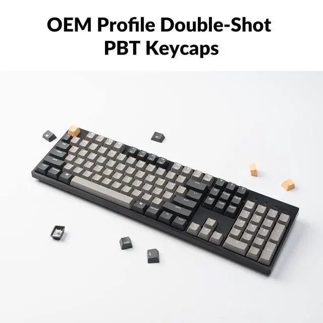 Alt view image 4 of 7 - Keychron C2 Pro Wired Custom Mechanical Keyboard Full Size Layout QMK/VIA Programmable Macro White Backlit with Tactile Brown Switch OEM Profile Double-Shot PBT Keycaps for Mac Windows Linux