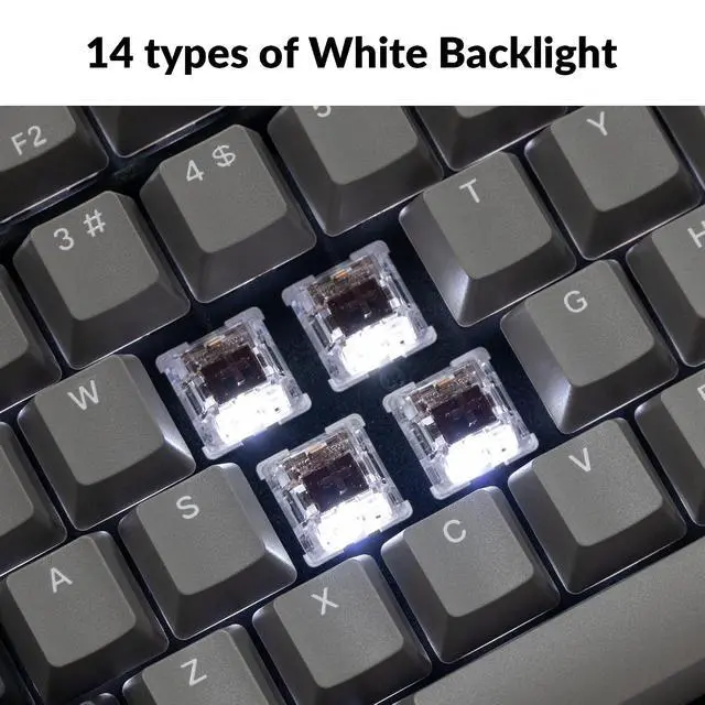 Alt view image 3 of 7 - Keychron C2 Pro Wired Custom Mechanical Keyboard Full Size Layout QMK/VIA Programmable Macro White Backlit with Tactile Brown Switch OEM Profile Double-Shot PBT Keycaps for Mac Windows Linux