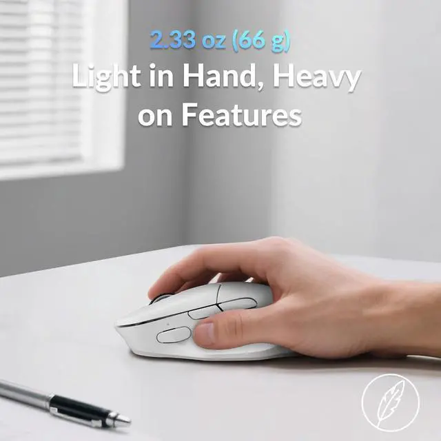 Alt view image 3 of 7 - Keychron M7 8K Wireless Mouse, 30K DPI Optical Computer Mice, 2.4 GHz/Bluetooth/Wired with Macro Button 66g Lightweight Ergonomic, Up to 140 Hours Worktime for Laptop macOS/Windows - White