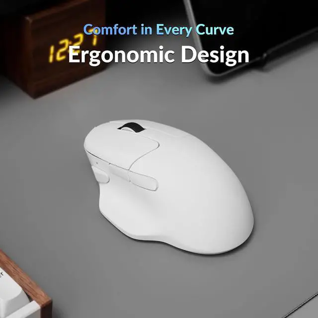 Alt view image 5 of 7 - Keychron M7 8K Wireless Mouse, 30K DPI Optical Computer Mice, 2.4 GHz/Bluetooth/Wired with Macro Button 66g Lightweight Ergonomic, Up to 140 Hours Worktime for Laptop macOS/Windows - White