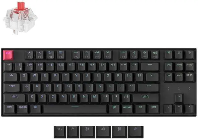 Main image of Keychron K8 V2 Wireless RGB Mechanical Keyboard, QMK/VIA Programmable, Hot-Swappable Super Red Switches, 87-Key TKL PBT Keycaps, Dual-Mode Bluetooth 5.2 & USB-C Wired, for Mac, Windows, Linux
