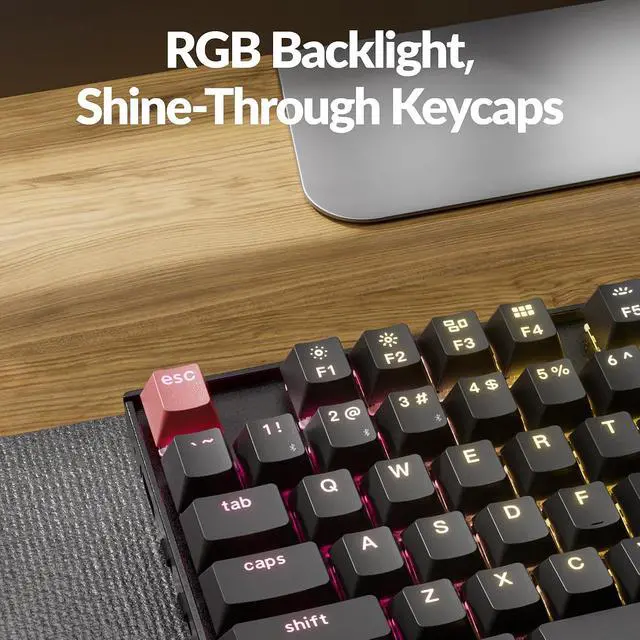 Alt view image 6 of 7 - Keychron K8 V2 Wireless RGB Mechanical Keyboard, QMK/VIA Programmable, Hot-Swappable Super Red Switches, 87-Key TKL PBT Keycaps, Dual-Mode Bluetooth 5.2 & USB-C Wired, for Mac, Windows, Linux