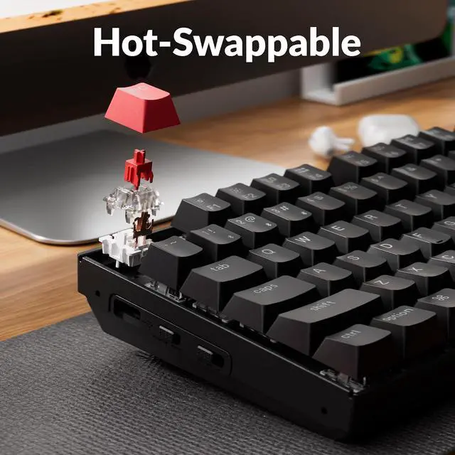 Alt view image 5 of 7 - Keychron K8 V2 Wireless RGB Mechanical Keyboard, QMK/VIA Programmable, Hot-Swappable Super Red Switches, 87-Key TKL PBT Keycaps, Dual-Mode Bluetooth 5.2 & USB-C Wired, for Mac, Windows, Linux