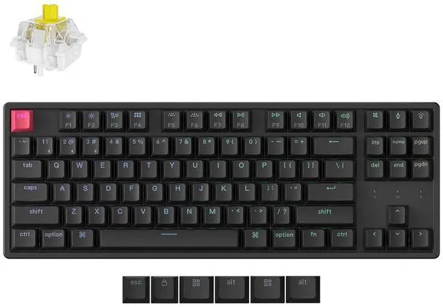 Main image of Keychron K8 Version 2 TKL Wireless Mechanical Keyboard, QMK/Launcher Bluetooth 5.2/Wired, RGB Backlit Shine-Through PBT Keycaps, Super Banana Switch, Aluminum Frame for Mac Windows Linux