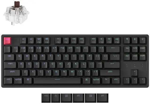 Main image of Keychron K8 Version 2 TKL Wireless Mechanical Keyboard, QMK/Launcher Bluetooth 5.2/Wired, RGB Backlit Shine-Through PBT Keycaps, Super Brown Switch, Aluminum Frame for Mac Windows Linux