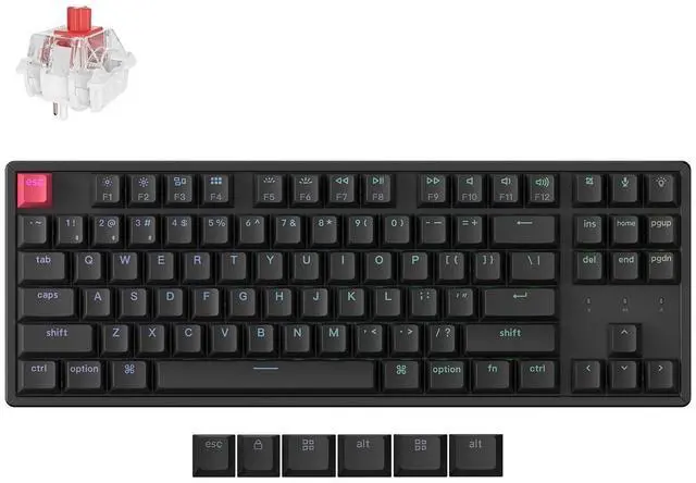Main image of Keychron K8 Version 2 TKL Wireless Mechanical Keyboard, QMK/Launcher Bluetooth 5.2/Wired, RGB Backlit Shine-Through PBT Keycaps, Super Red Switch, Aluminum Frame for Mac Windows Linux