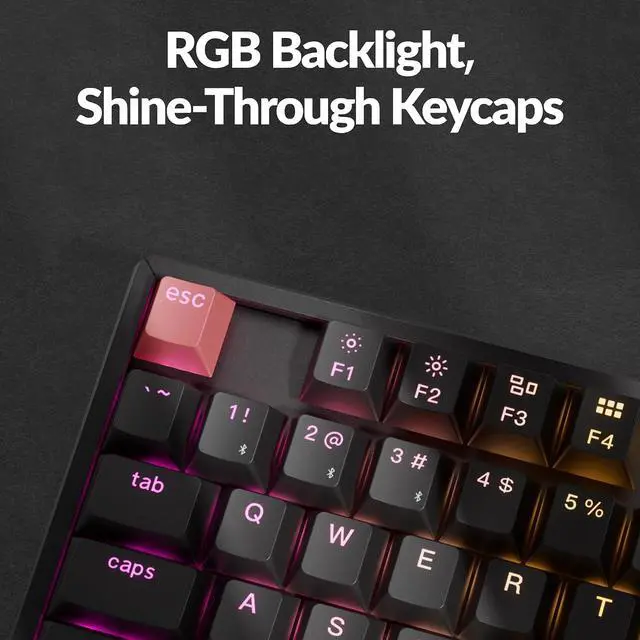 Alt view image 5 of 7 - Keychron K8 Version 2 TKL Wireless Mechanical Keyboard, QMK/Launcher Bluetooth 5.2/Wired, RGB Backlit Shine-Through PBT Keycaps, Super Banana Switch, Aluminum Frame for Mac Windows Linux