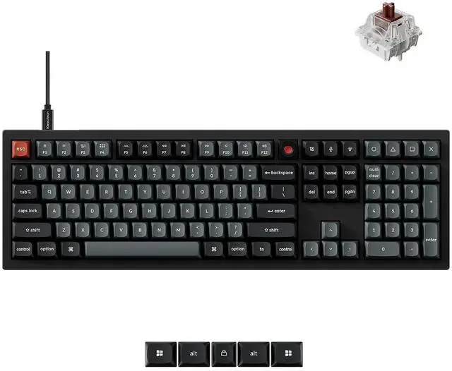 Main image of Keychron V6 8K Full Size Wired Mechanical Keyboard with Programmable Knob, 8000 Hz Polling Rate, OSA PBT Keycaps, Hot-swappable Super Brown Switchs, RGB Backlit for Mac Windows Linux