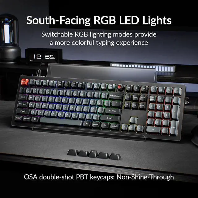 Alt view image 5 of 7 - Keychron V6 8K Full Size Wired Mechanical Keyboard with Programmable Knob, 8000 Hz Polling Rate, OSA PBT Keycaps, Hot-swappable Super Red Switchs, RGB Backlit for Mac Windows Linux