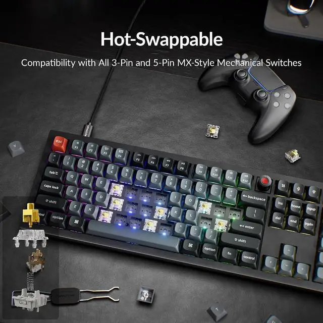 Alt view image 7 of 7 - Keychron V6 8K Full Size Wired Mechanical Keyboard with Programmable Knob, 8000 Hz Polling Rate, OSA PBT Keycaps, Hot-swappable Super Banana Switchs, RGB Backlit for Mac Windows Linux