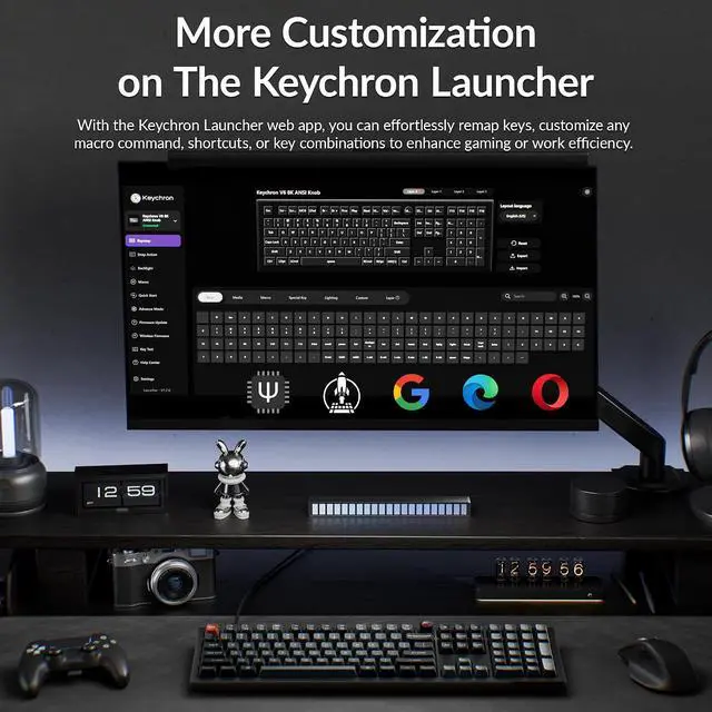 Alt view image 6 of 7 - Keychron V6 8K Full Size Wired Mechanical Keyboard with Programmable Knob, 8000 Hz Polling Rate, OSA PBT Keycaps, Hot-swappable Super Red Switchs, RGB Backlit for Mac Windows Linux