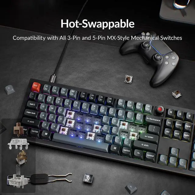 Alt view image 7 of 7 - Keychron V6 8K Full Size Wired Mechanical Keyboard with Programmable Knob, 8000 Hz Polling Rate, OSA PBT Keycaps, Hot-swappable Super Brown Switchs, RGB Backlit for Mac Windows Linux