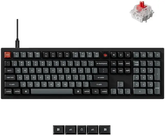 Main image of Keychron V6 8K Full Size Wired Mechanical Keyboard with Programmable Knob, 8000 Hz Polling Rate, OSA PBT Keycaps, Hot-swappable Super Red Switchs, RGB Backlit for Mac Windows Linux