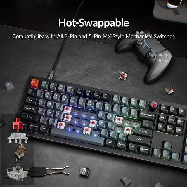 Alt view image 7 of 7 - Keychron V6 8K Full Size Wired Mechanical Keyboard with Programmable Knob, 8000 Hz Polling Rate, OSA PBT Keycaps, Hot-swappable Super Red Switchs, RGB Backlit for Mac Windows Linux