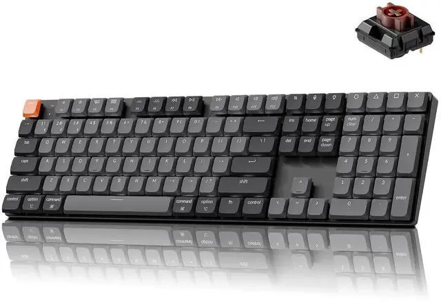 Main image of Keychron K5 Version 2 Wireless Bluetooth 5.2 Mechanical Keyboard, Low Profile Milk POM Switch Full-Size 100% Layout QMK Programmable, White Backlit with Shine-Through Keycaps for Mac Windows Linux